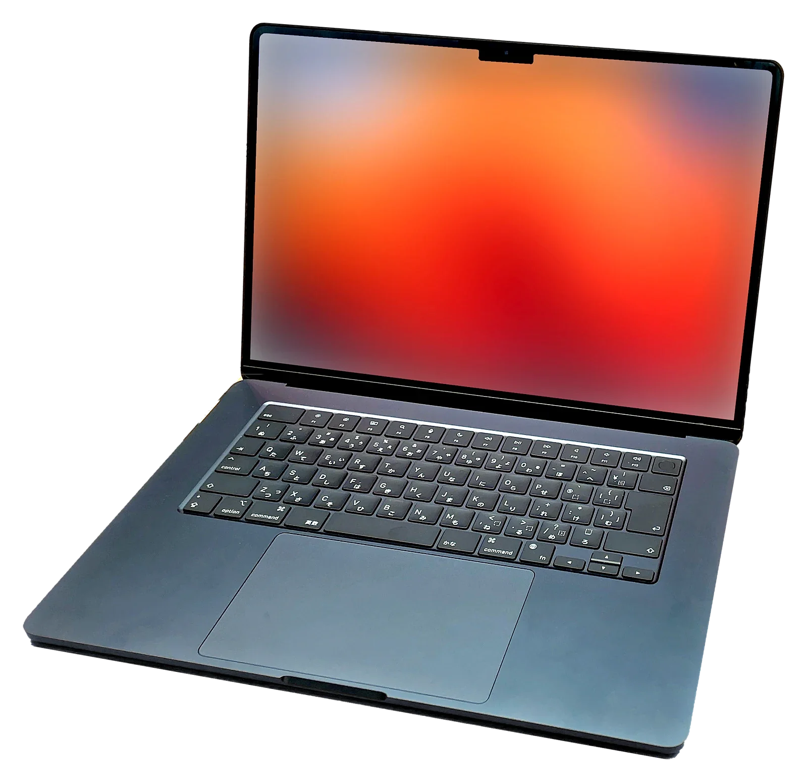 MacBook Air 15″ mit M Chip in Mitternacht, aufgeklappt von vorne